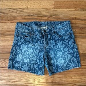 LOFT Blue Floral Jean Shorts
